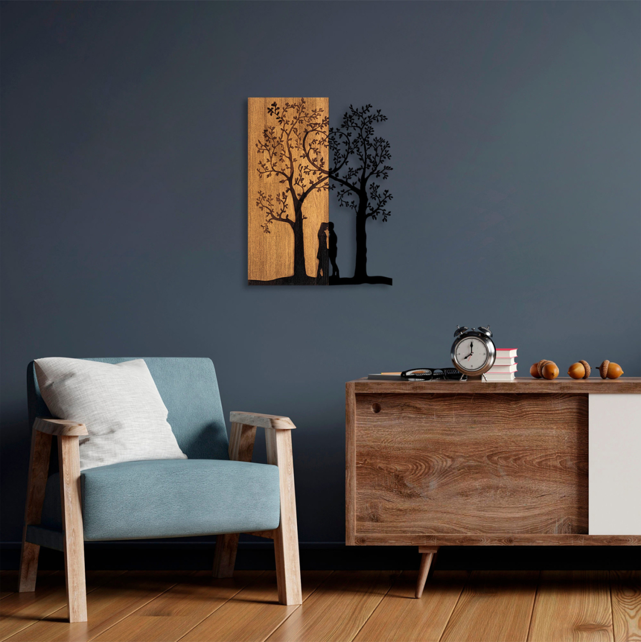 WALL DECORATION HM4753-METAL IN BLACK-WOOD 45x3(thickness)x58Hcm. [2]