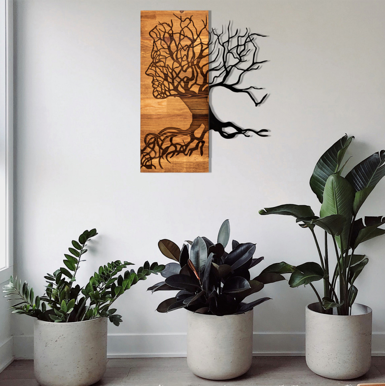 WALL DECORATION HM4804-METAL IN BLACK-WOOD 45x3(thickness)x58Hcm. [2]