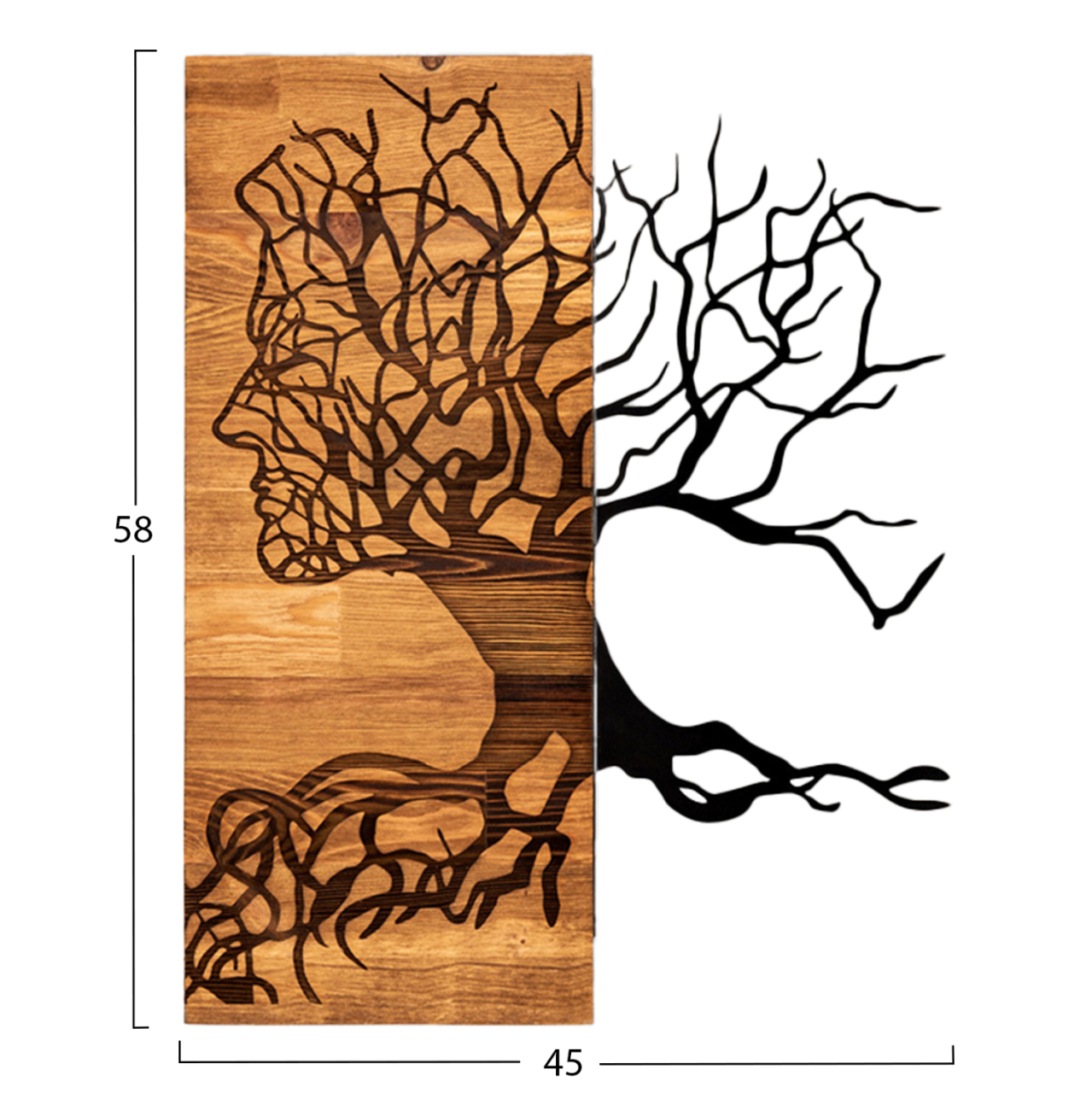 WALL DECORATION HM4804-METAL IN BLACK-WOOD 45x3(thickness)x58Hcm. [3]
