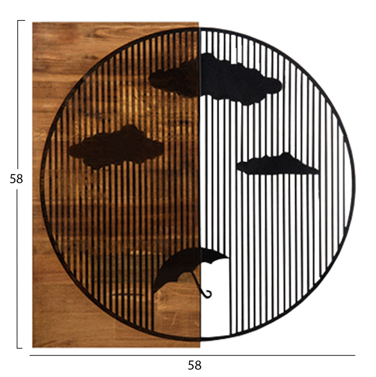 WALL DECORATION HM4808-METAL IN BLACK-WOOD 58x3(thickness)x58Hcm. [3]