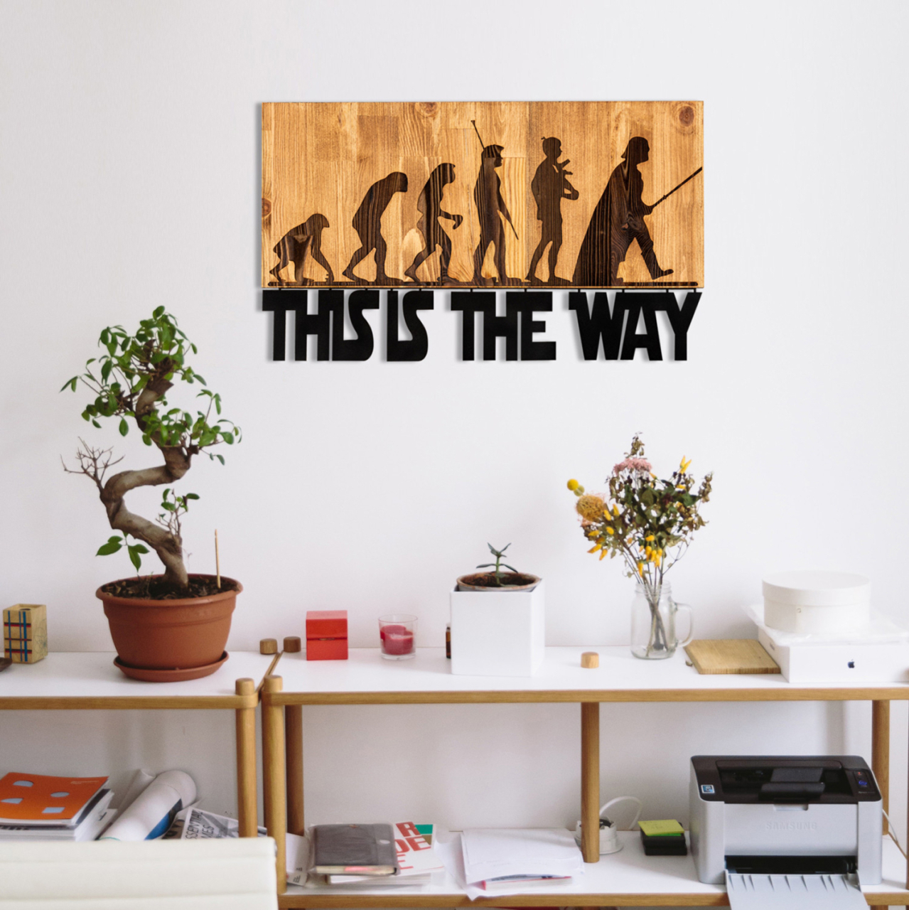 WALL DECORATION HM4809-METAL IN BLACK-WOOD 58x3(thickness)x37Hcm. [2]