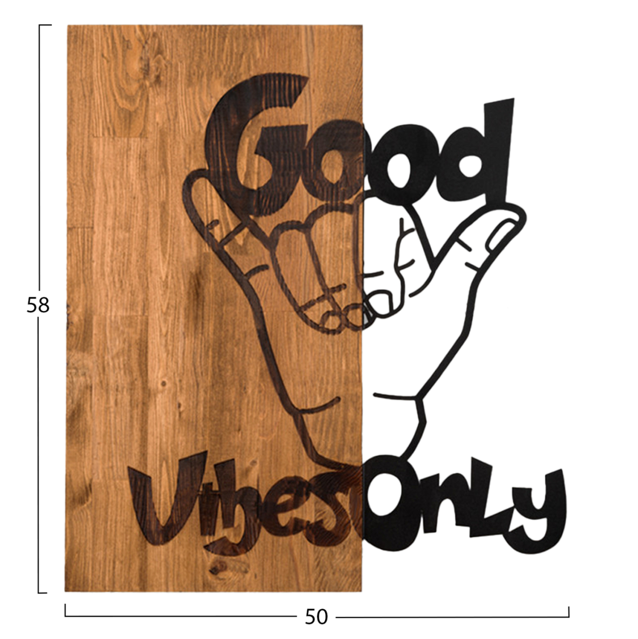WALL DECORATION HM4810-METAL IN BLACK-WOOD 50x3(thickness)x58Hcm. [3]