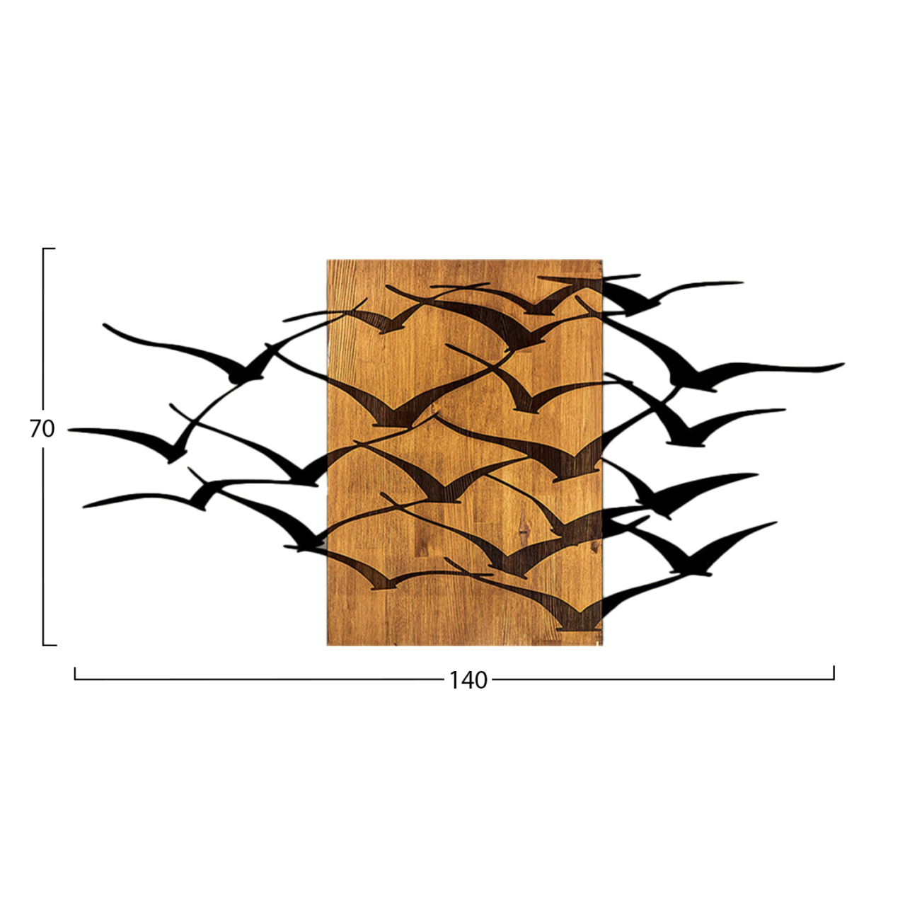 WALL DECORATION LARGE BIRDS HM4749-METAL IN BLACK-WOOD 140x3(thickness)x70Hcm. [3]