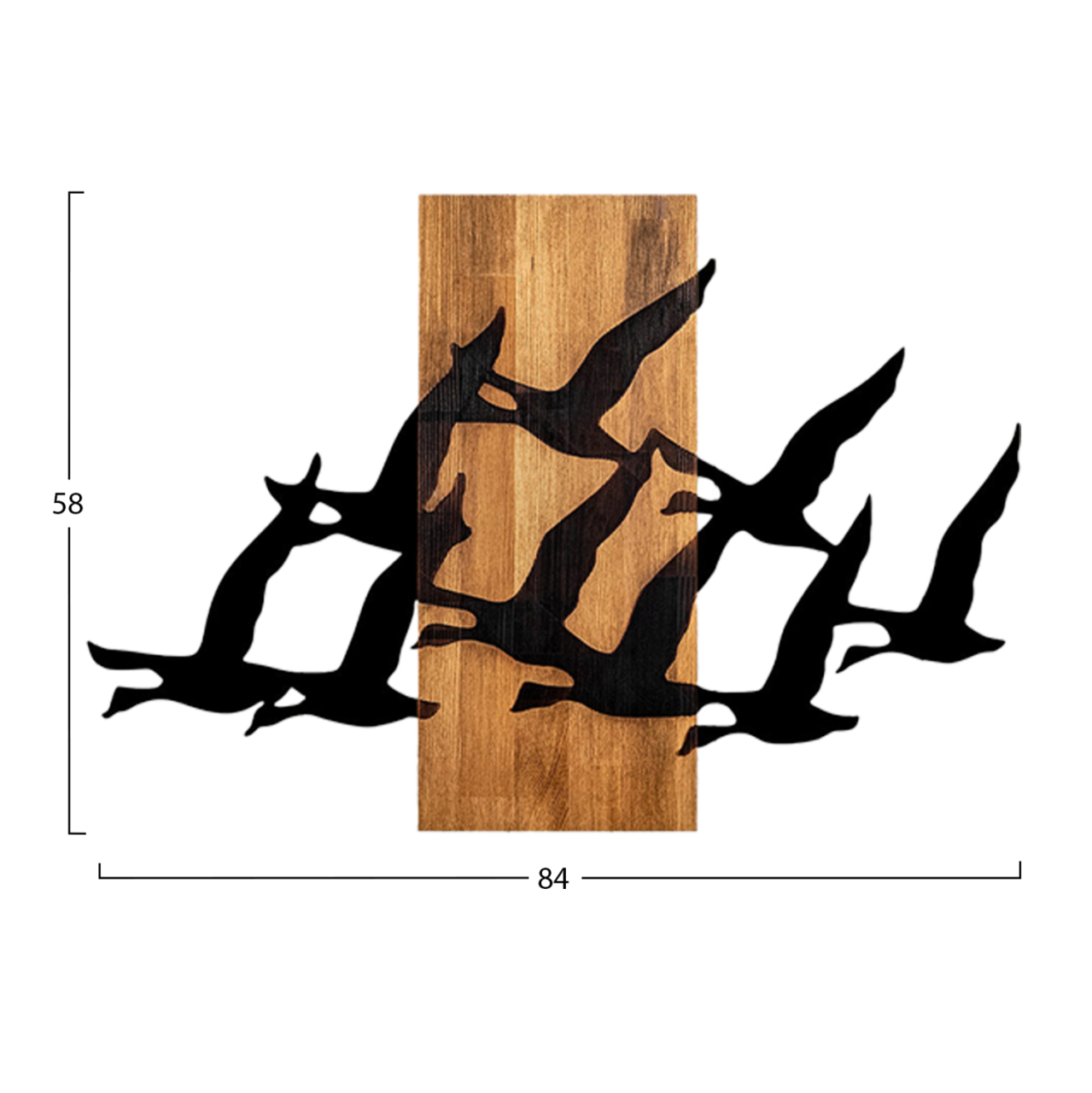 WALL DECORATION LARGE BIRDS HM4759-METAL IN BLACK-WOOD 58x3(thickness)x84Hcm. [3]