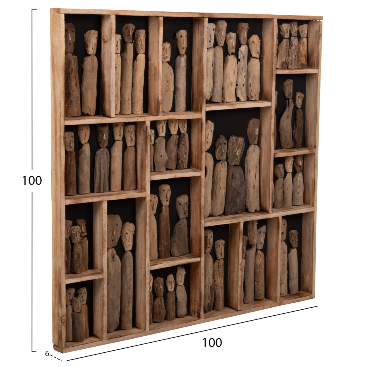 WALL DECORATION MYST HM4274 FRAME WITH FIGURINES MADE OF DRIFTWOOD 100x6x100Hcm. [2]