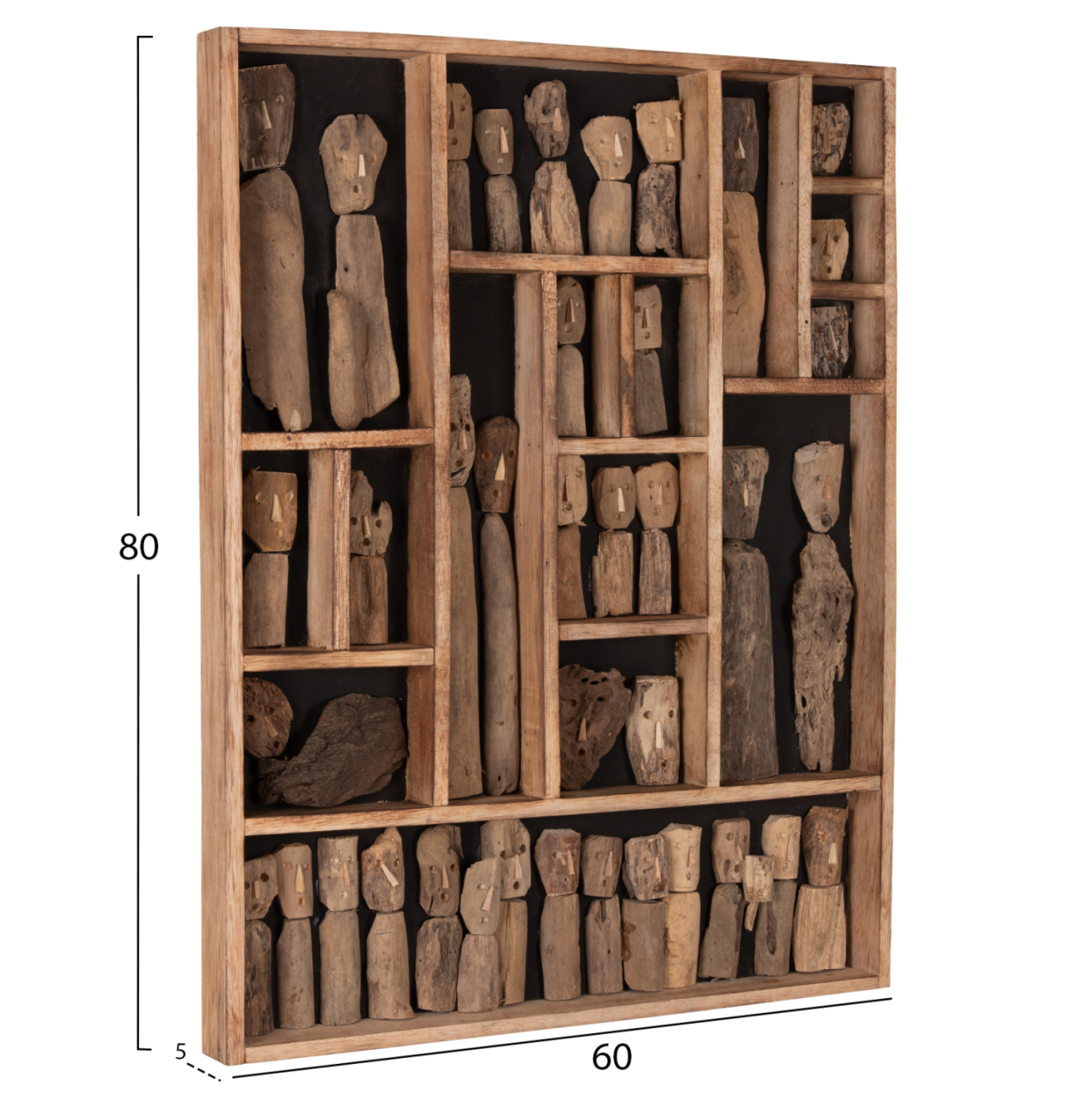 WALL DECORATION MYST HM4275 FRAME WITH FIGURINES MADE OF DRIFTWOOD 60x5x80Hcm. [2]