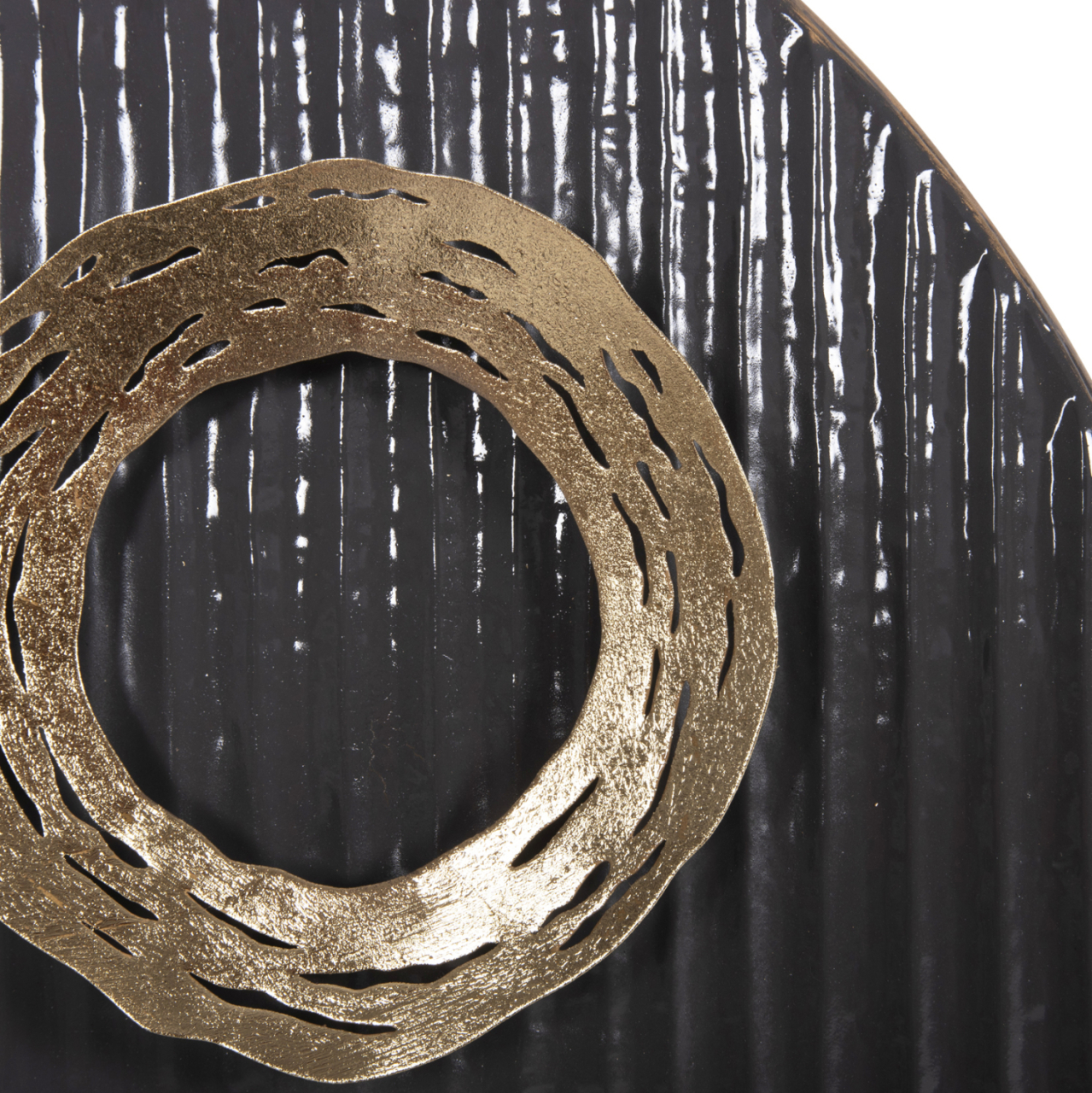 WALL DECORATION ROUND HM4202 METAL IN GOLD-BLACK-WHITE Φ60cm [3]