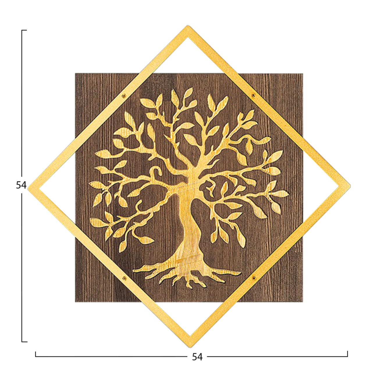 WALL DECORATION TREE FIGURE HM4752-METAL IN GOLD-WOOD 54x3(thickness)x54Hcm. [3]