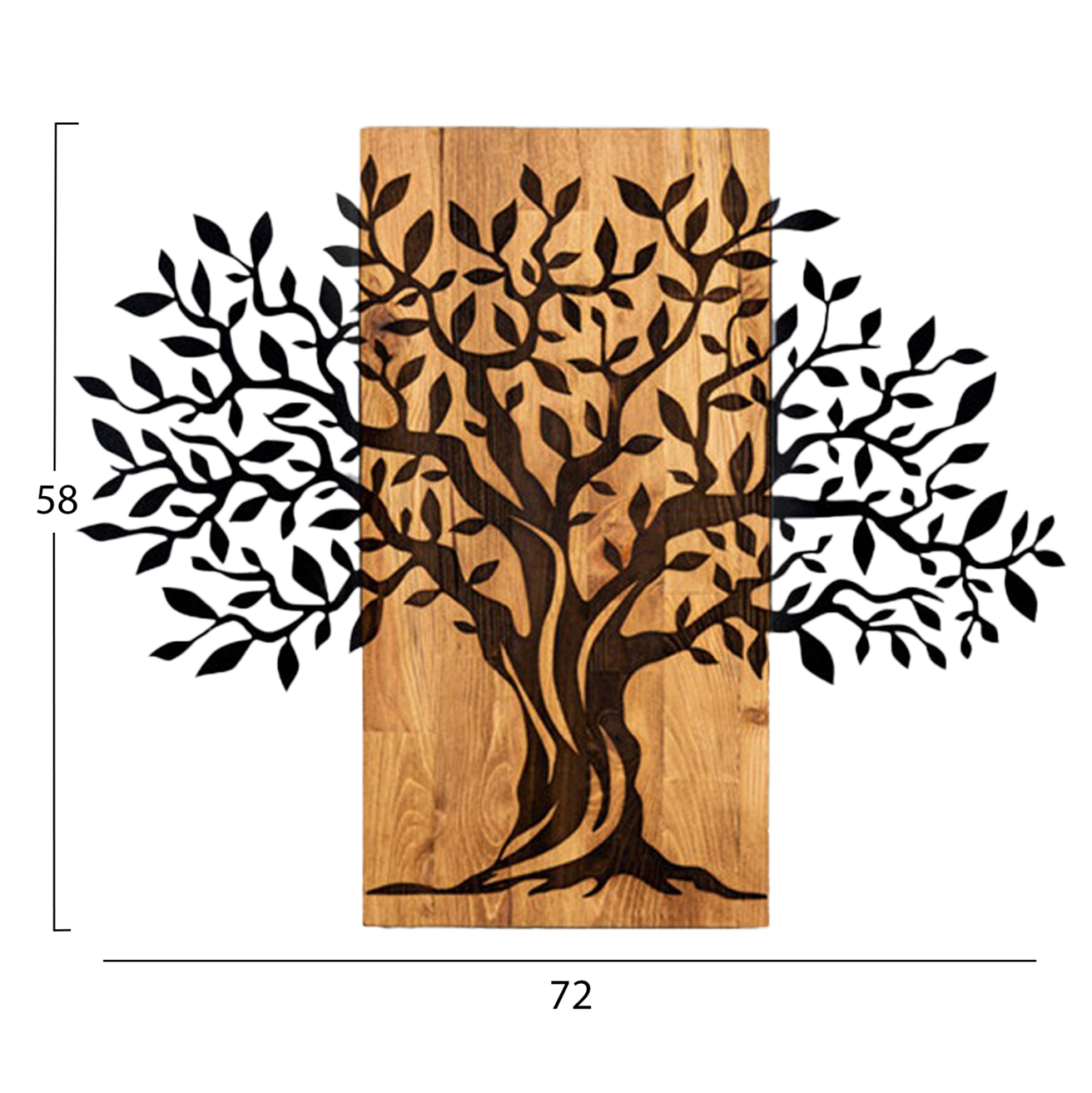 WALL DECORATION TREE FIGURE HM4802-METAL IN BLACK-WOOD 72x3(thickness)x58Hcm. [3]