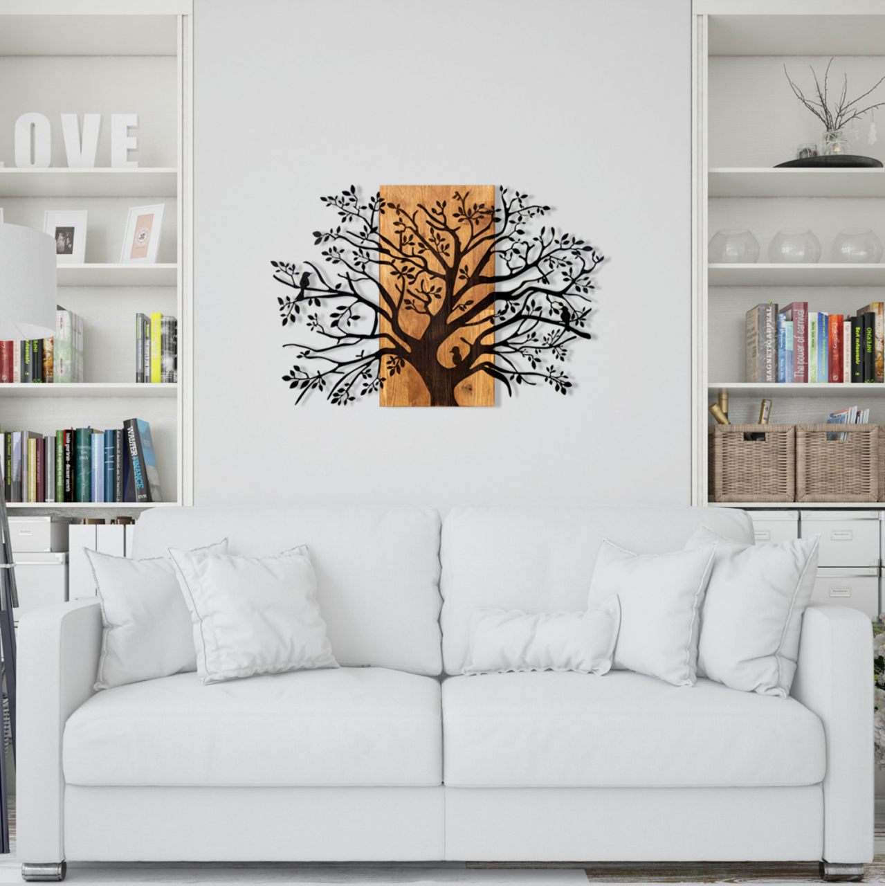 WALL DECORATION TREE FIGURE HM4806-METAL IN BLACK-WOOD 85x3(thickness)x58Hcm. [2]