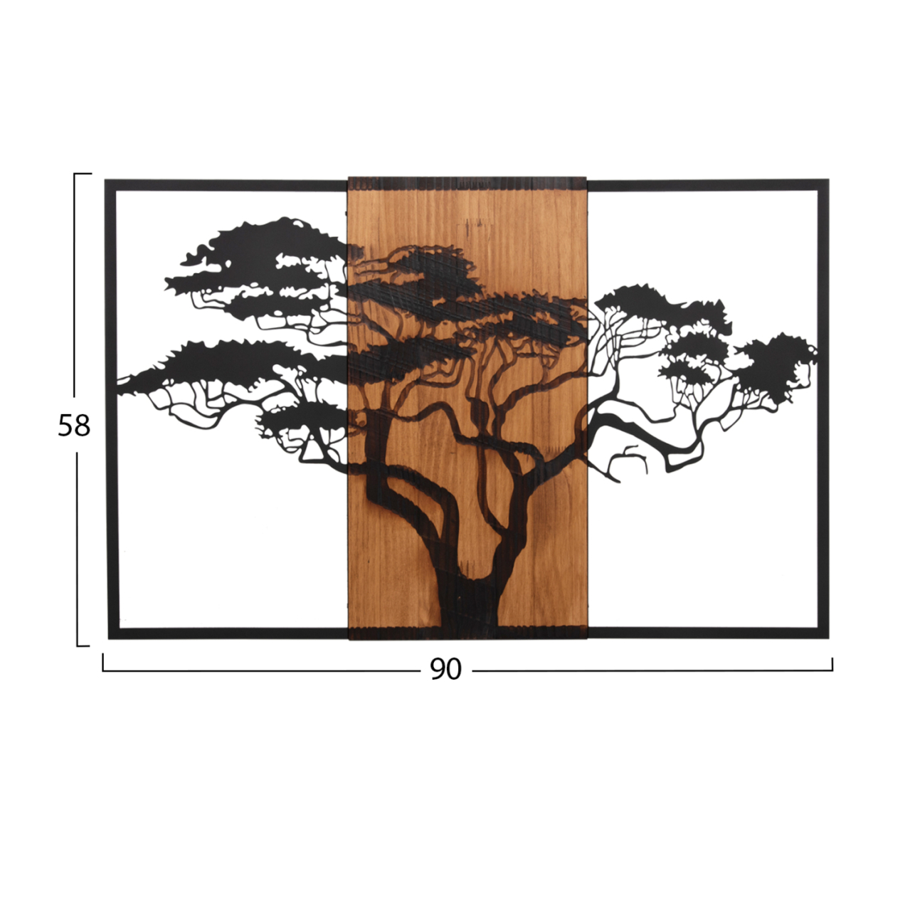WALL DECORATION TREE IN BLACK FRAME ΗΜ4650-METAL-WOOD 90x3(thickness)x58Hcm. [2]