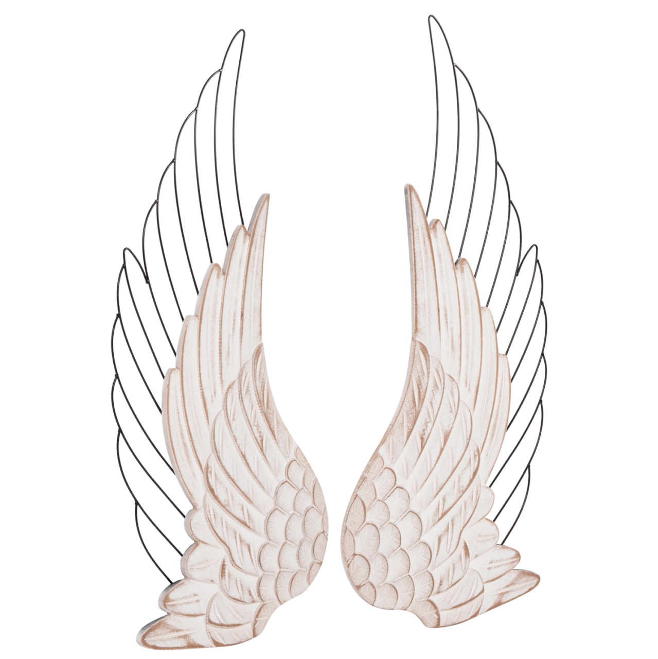 WALL DECORATION WINGS HM4223 MDF IN WHITE-BLACK METAL 39x1,5x92Hcm. [3]