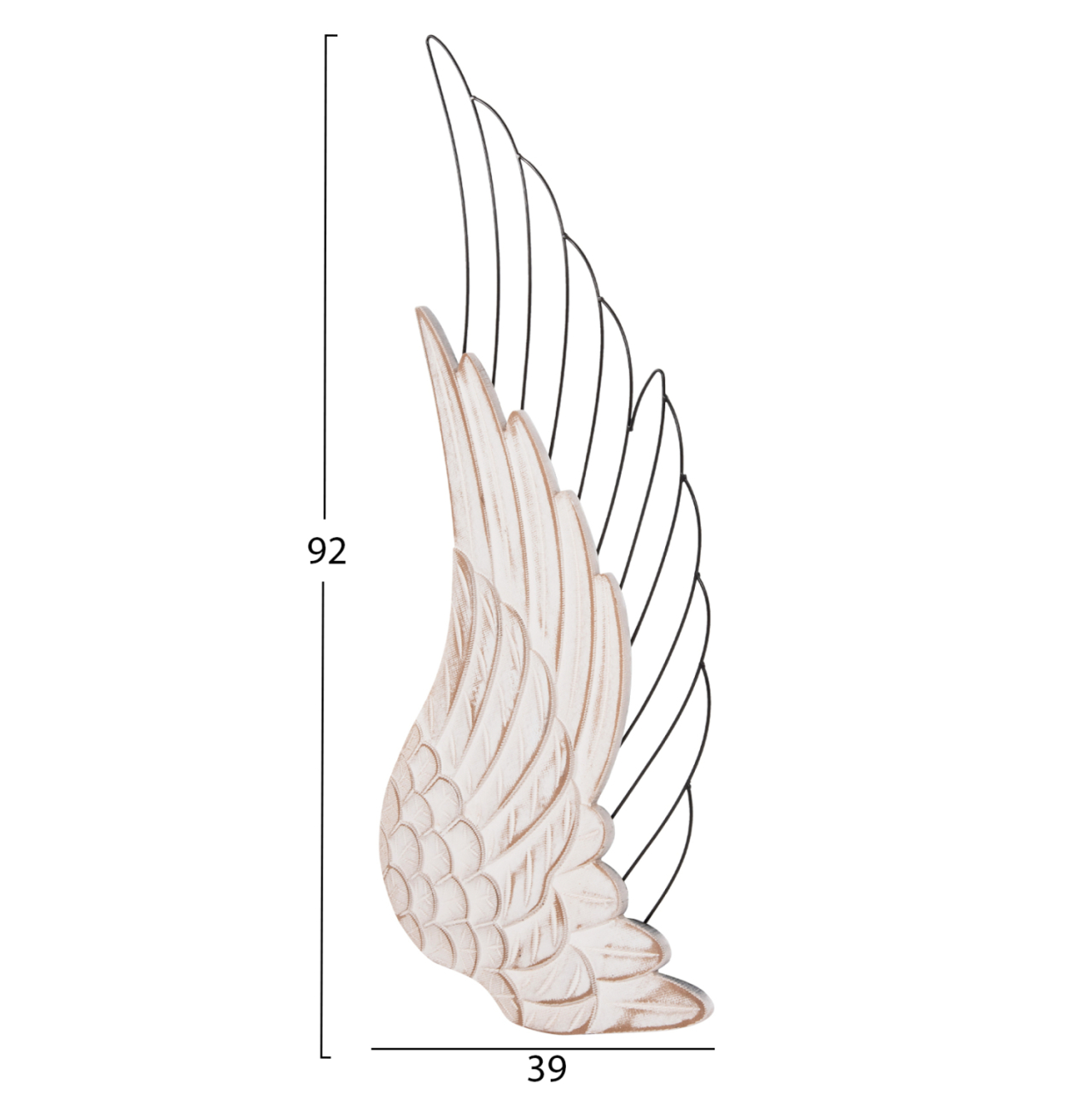 WALL DECORATION WINGS HM4223 MDF IN WHITE-BLACK METAL 39x1,5x92Hcm. [2]
