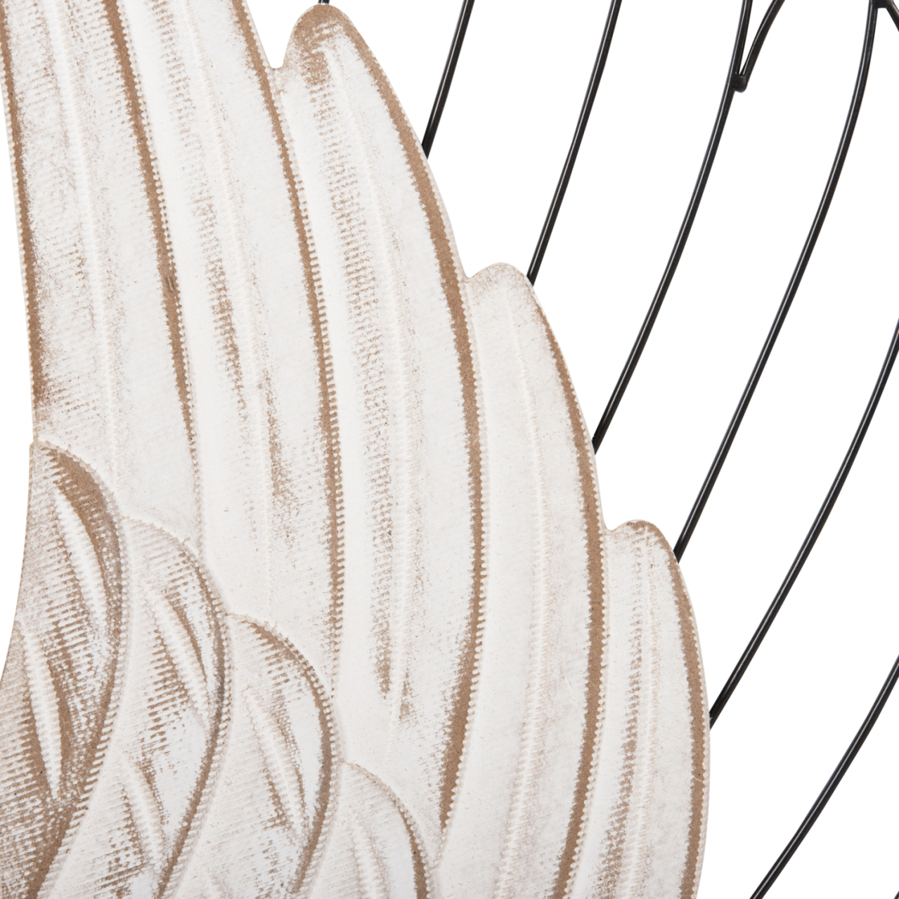 WALL DECORATION WINGS HM4223 MDF IN WHITE-BLACK METAL 39x1,5x92Hcm. [5]