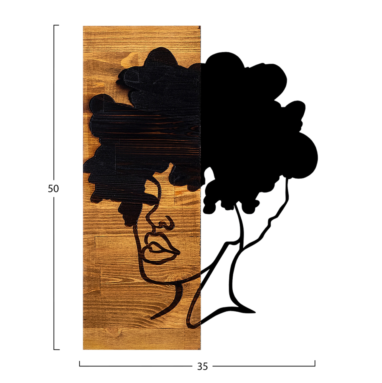 WALL DECORATION WOMAN FIGURE HM4750-METAL-WOOD 35x3(thickness)x50Hcm. [3]