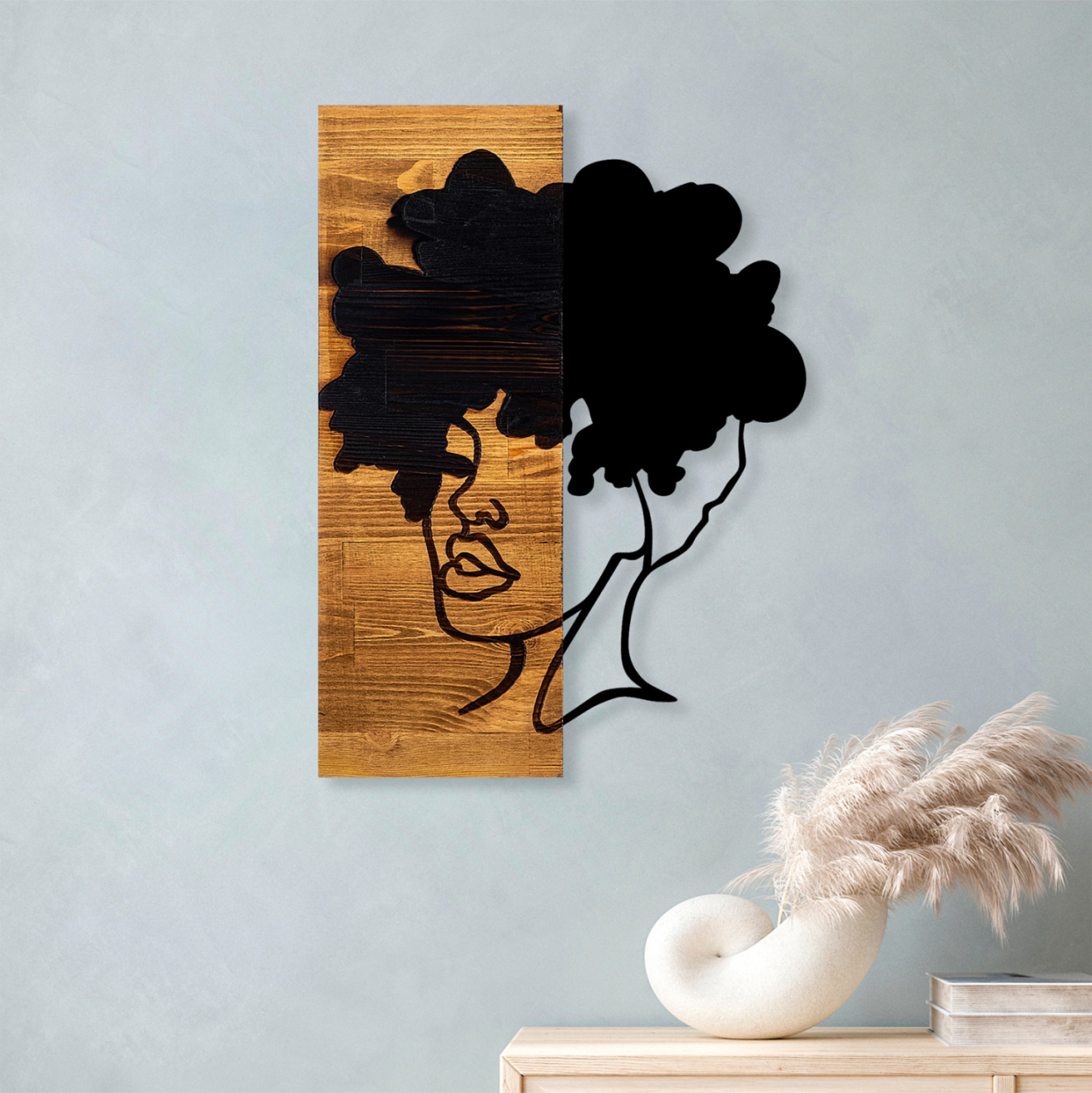 WALL DECORATION WOMAN FIGURE HM4750-METAL-WOOD 35x3(thickness)x50Hcm. [2]