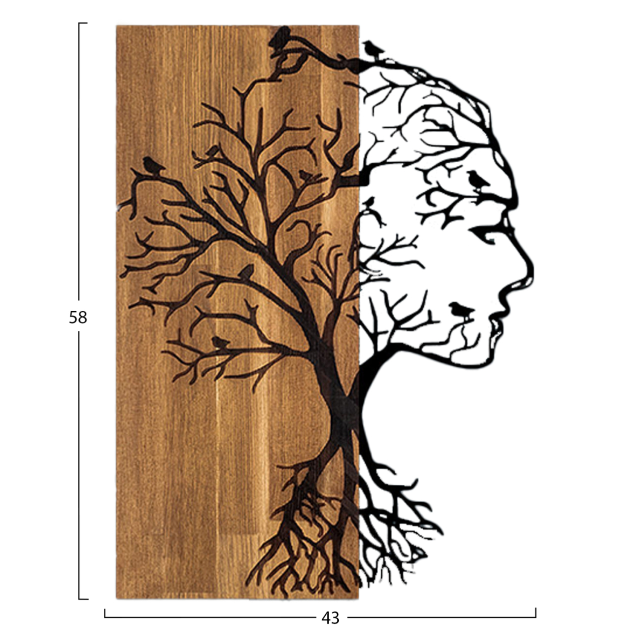 WALL DECORATION WOMAN FIGURE HM4754-METAL IN BLACK-WOOD 43x3(thickness)x58Hcm. [3]
