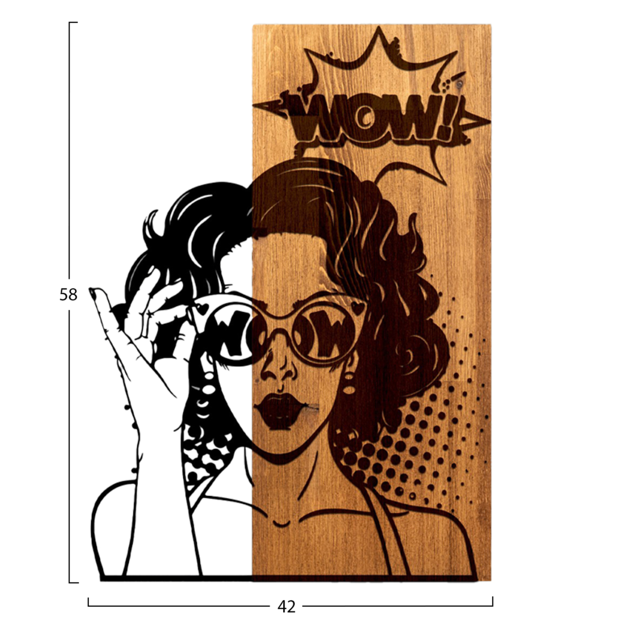WALL DECORATION WOMAN FIGURE HM4758-METAL IN BLACK-WOOD 42x3(thickness)x58Hcm. [3]