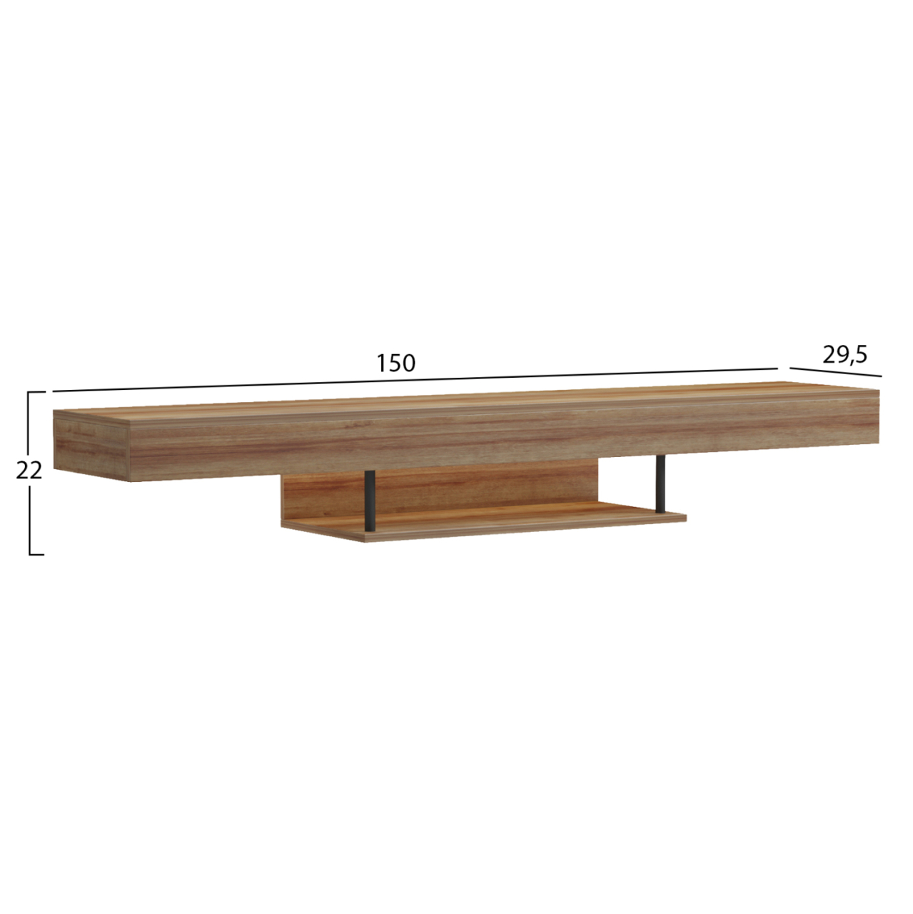 WALL HANGING TV STAND WITH LED SAVOR HM18381.01 MELAMINE IN OAK 150x29.5x22Hcm [2]