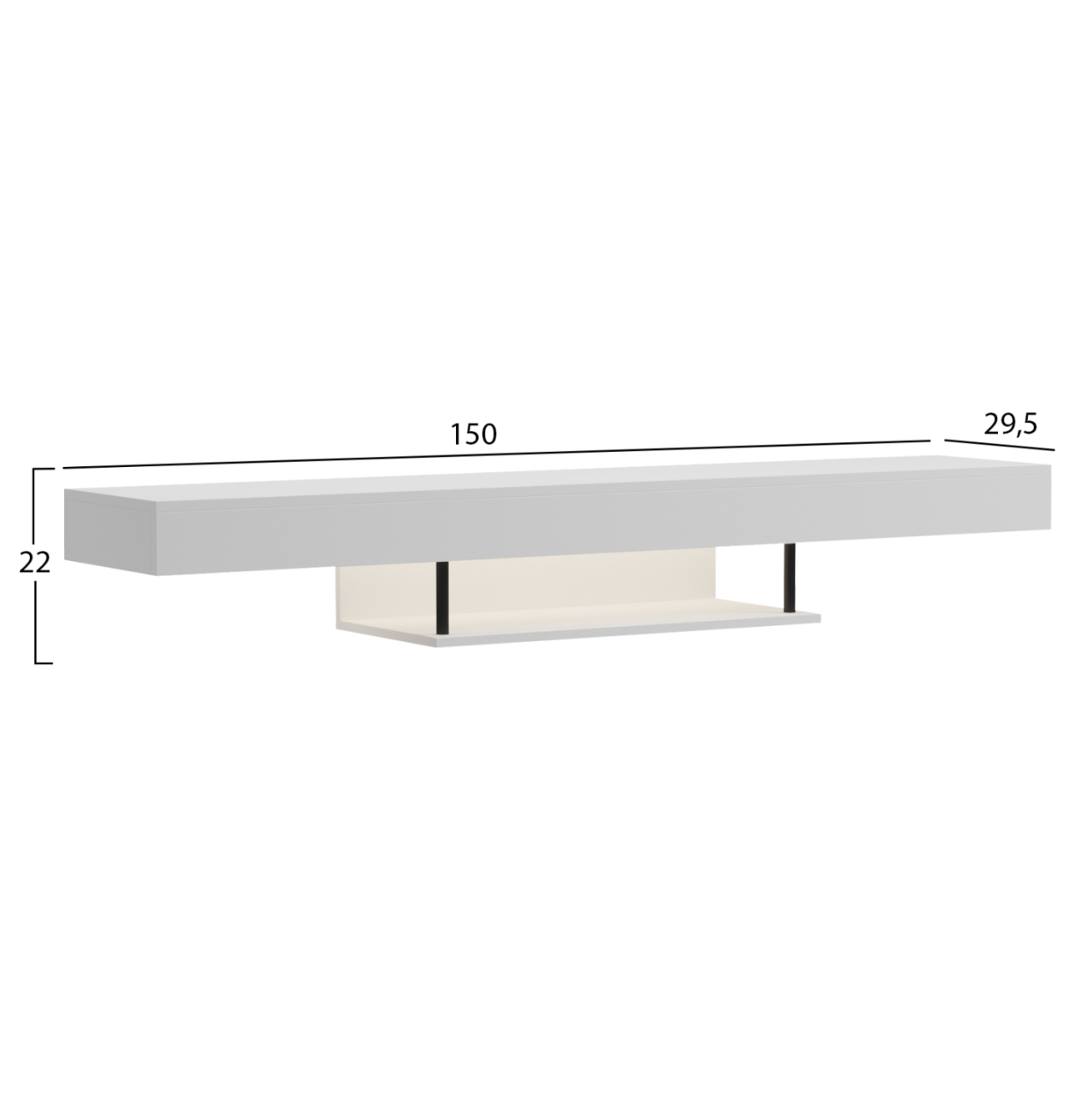 WALL HANGING TV STAND WITH LED SAVOR HM18381.02 MELAMINE IN WHITE 150x29.5x22Hcm [2]