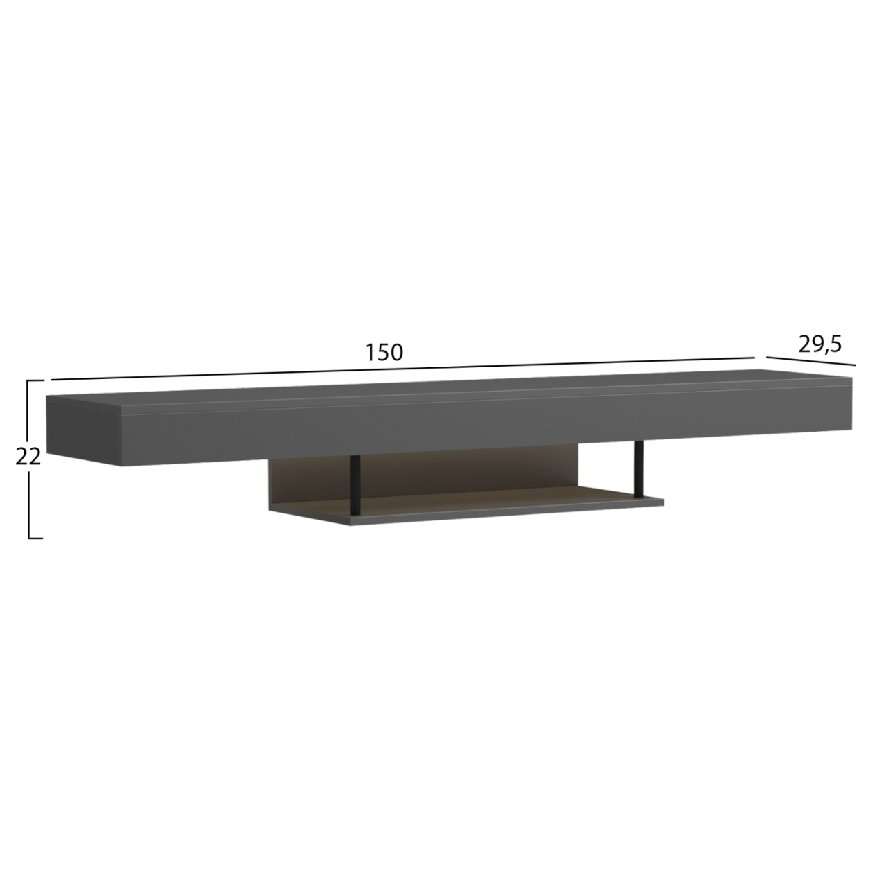 WALL HANGING TV STAND WITH LED SAVOR HM18381.05 MELAMINE IN GREY 150x29.5x22Hcm [2]