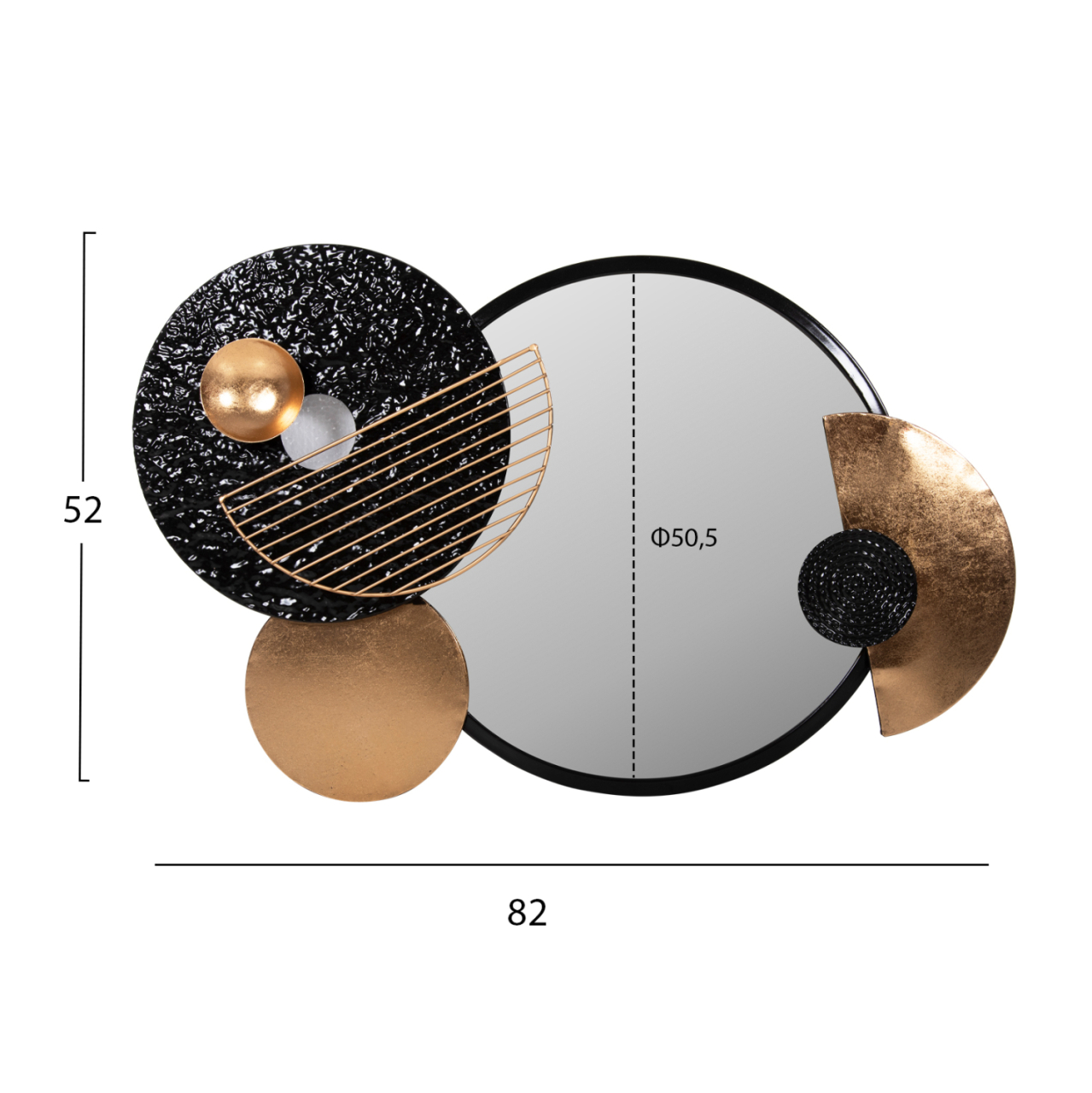 WALL MIRROR HM4211 METAL IN BLACK-GOLD 82x8x52Hcm. [2]