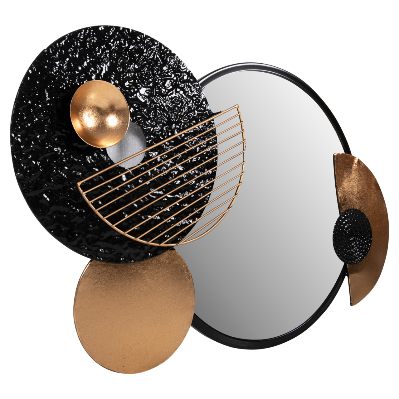 WALL MIRROR HM4211 METAL IN BLACK-GOLD 82x8x52Hcm. [3]