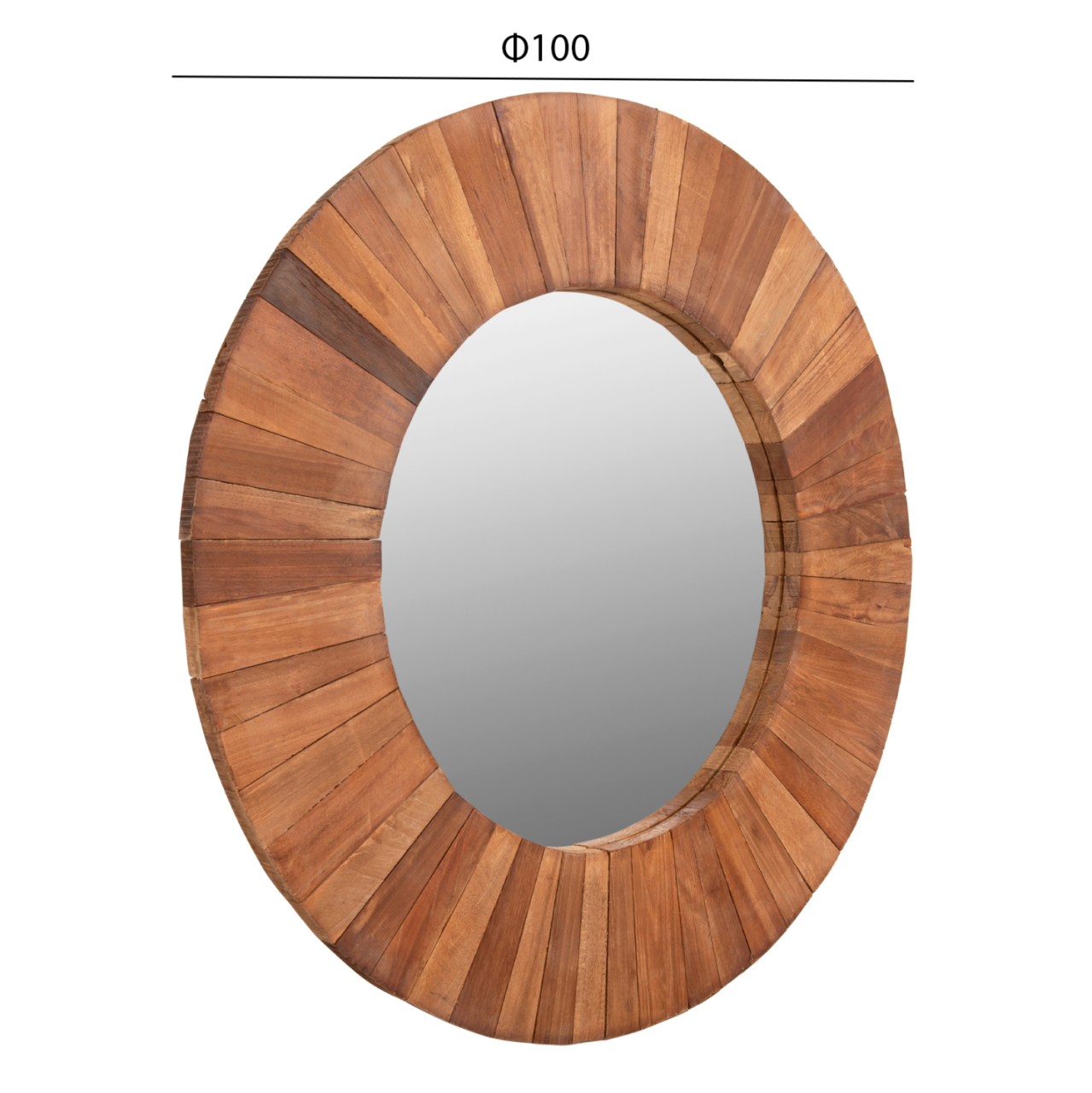 WALL MIRROR HM7726 RECYCLED WOOD NATURAL Φ100cm [2]