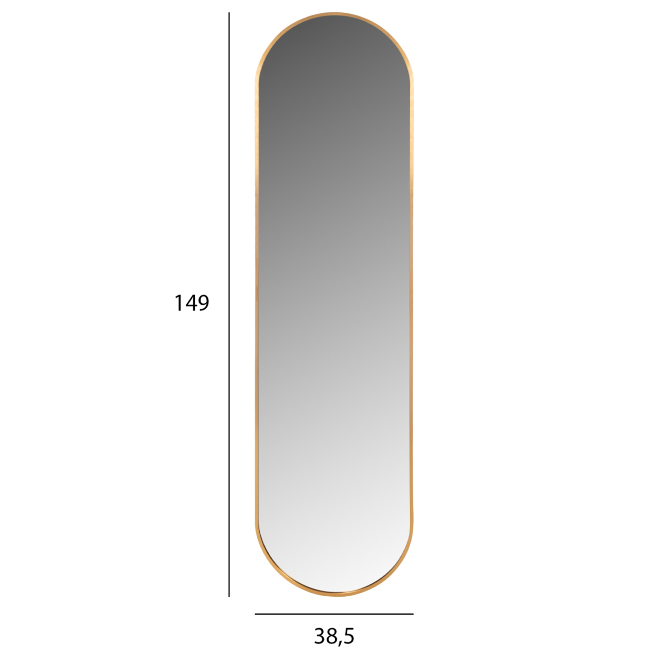 WALL MIRROR HM9581.30 TALL OVAL GOLD ALUMINUM FRAME 38,5x4x149Hcm. [2]