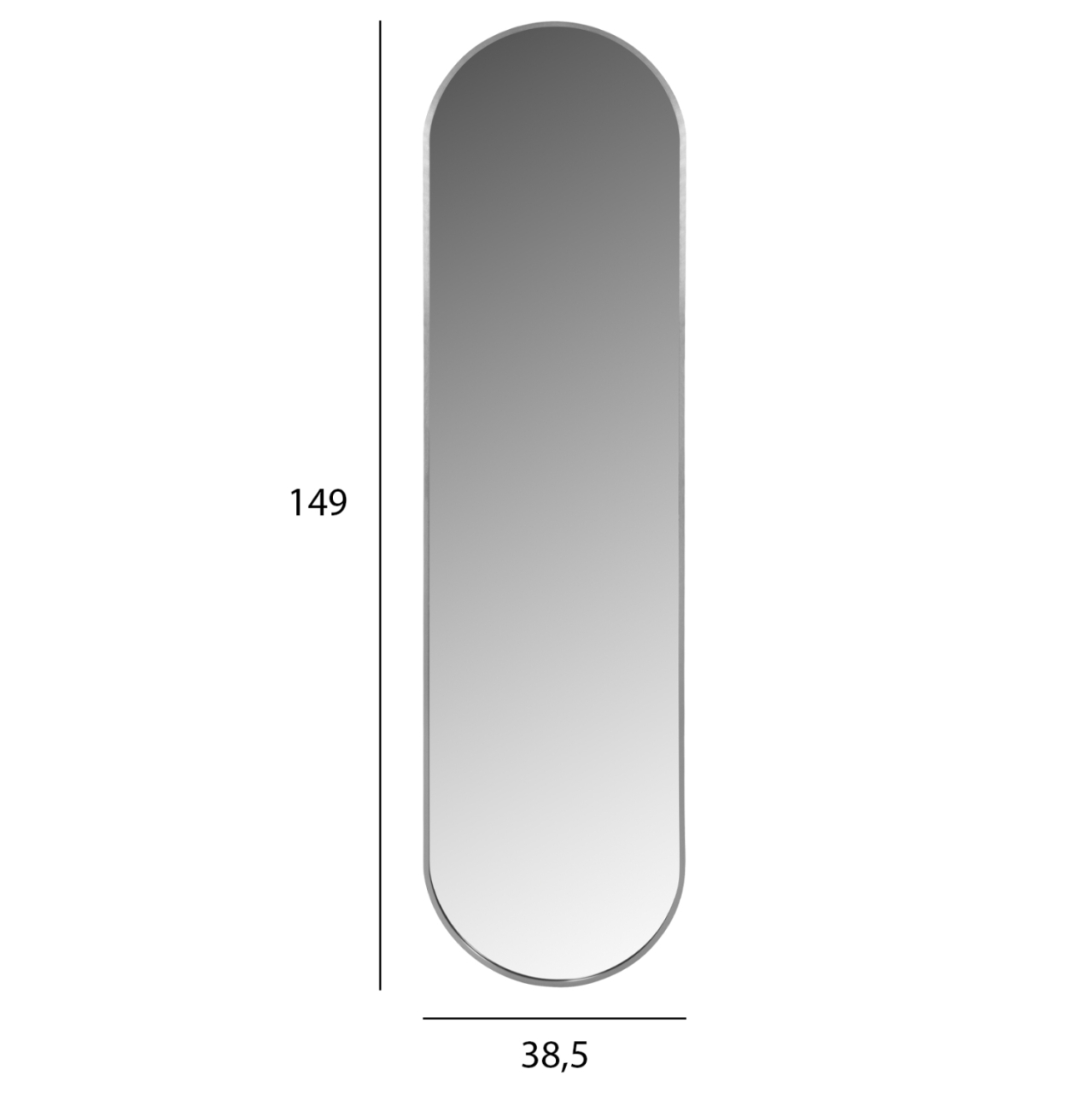 WALL MIRROR HM9581.40 TALL OVAL SILVER ALUMINUM FRAME 38,5x4x149Hcm. [2]
