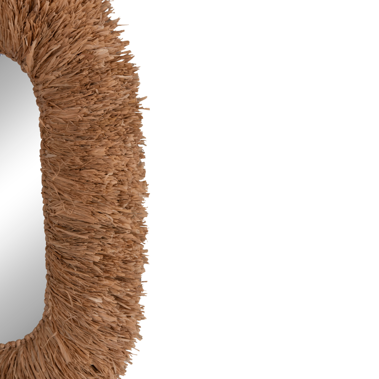 WALL MIRROR IN OVAL SHAPE HM4711 SISAL FIBERS FRAME IN NATURAL COLOR 95x60x15(thickness) cm. [5]