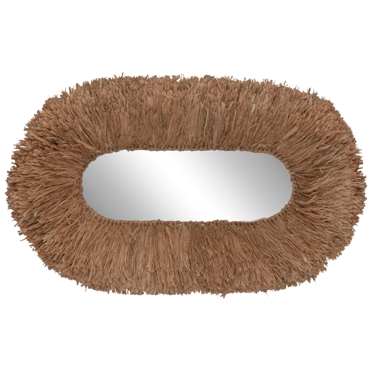 WALL MIRROR IN OVAL SHAPE HM4711 SISAL FIBERS FRAME IN NATURAL COLOR 95x60x15(thickness) cm. [3]