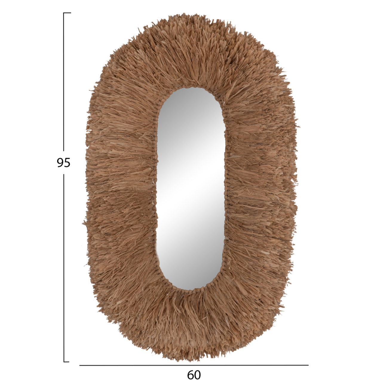 WALL MIRROR IN OVAL SHAPE HM4711 SISAL FIBERS FRAME IN NATURAL COLOR 95x60x15(thickness) cm. [2]