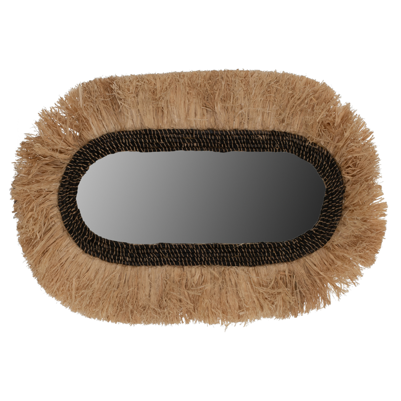 WALL MIRROR OVAL MADE OF SISAL FIBERS IN NATURAL AND BLACK ABACA FIBERS 55x4x90Hcm.HM7745 [3]