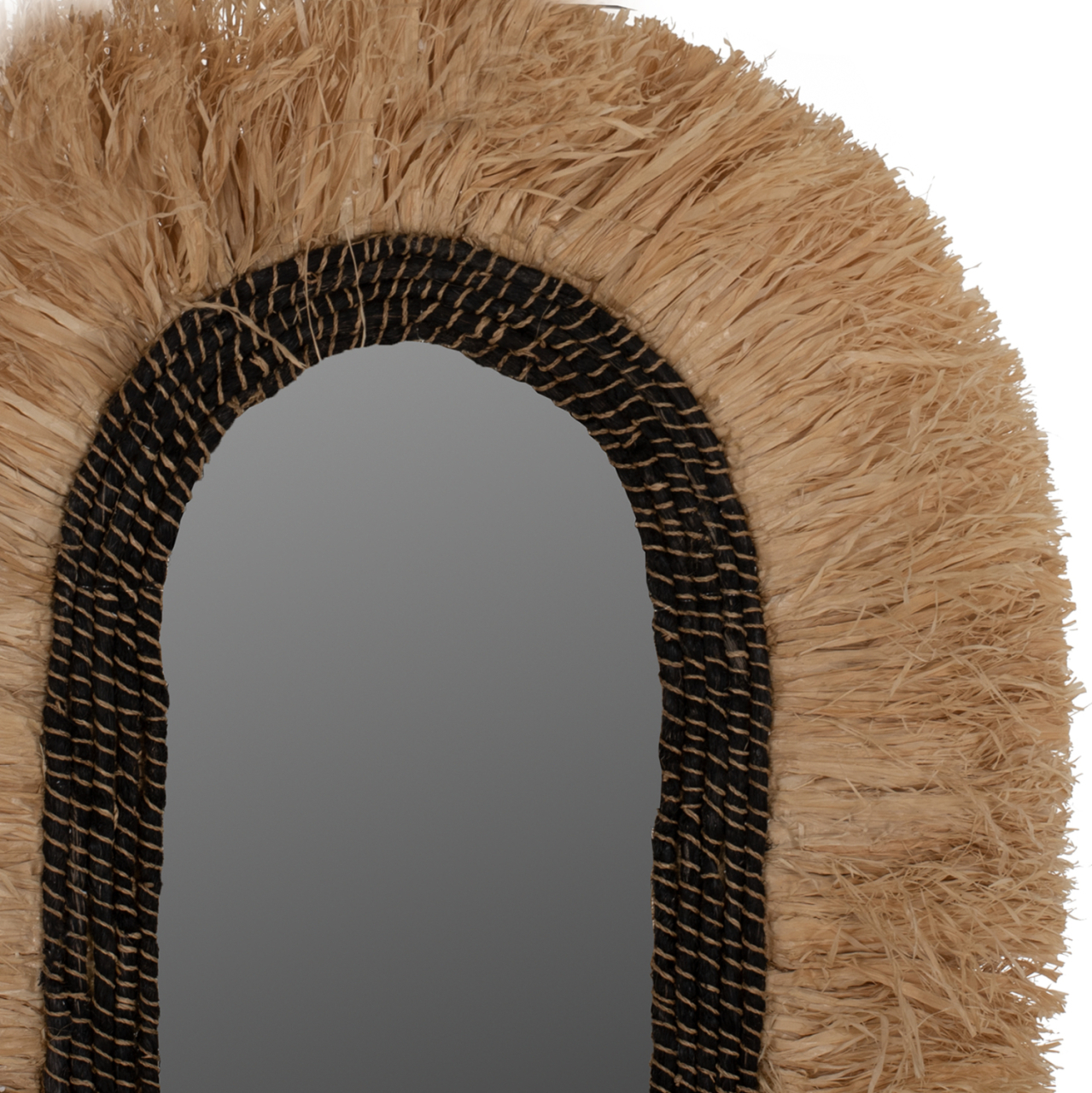 WALL MIRROR OVAL MADE OF SISAL FIBERS IN NATURAL AND BLACK ABACA FIBERS 55x4x90Hcm.HM7745 [5]