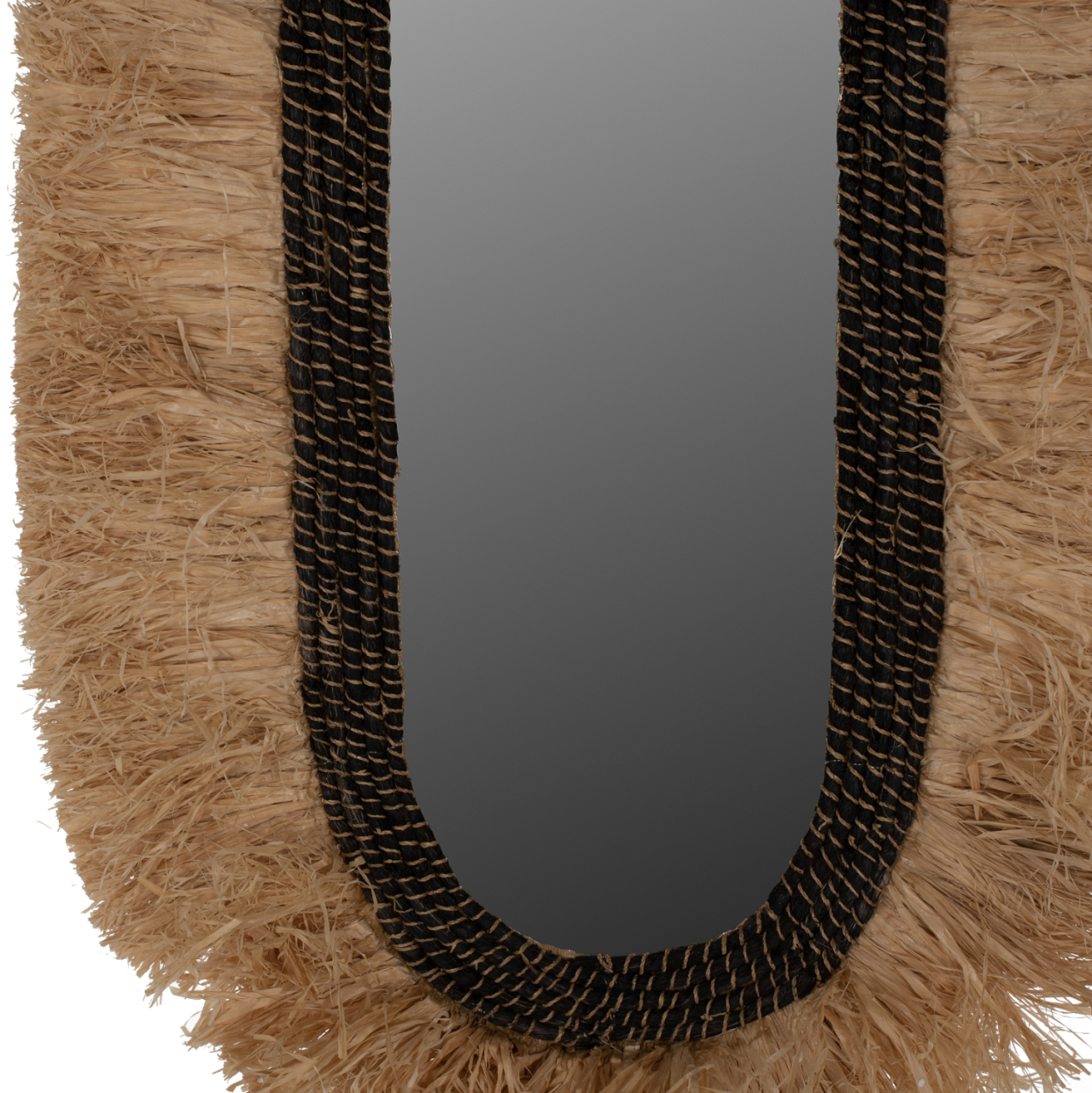 WALL MIRROR OVAL MADE OF SISAL FIBERS IN NATURAL AND BLACK ABACA FIBERS 55x4x90Hcm.HM7745 [4]