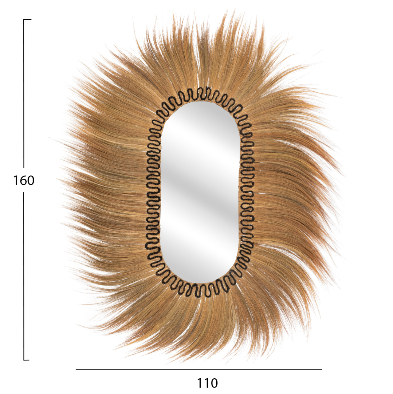 WALL MIRROR OVAL RAYUNG GRASS FIBERS IN NATURAL AND BLACK COLOR 110x5x160Hcm.HM7803 [2]