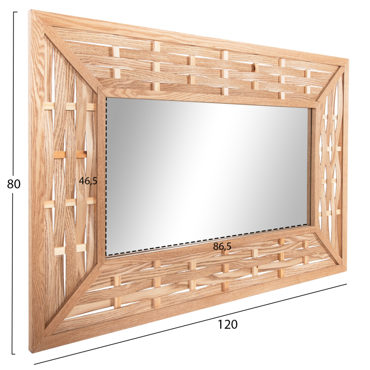 WALL MIRROR RECTANGULAR HM4225 BAMBOO IN OAK COLOR 120x2,5x80 cm. [2]