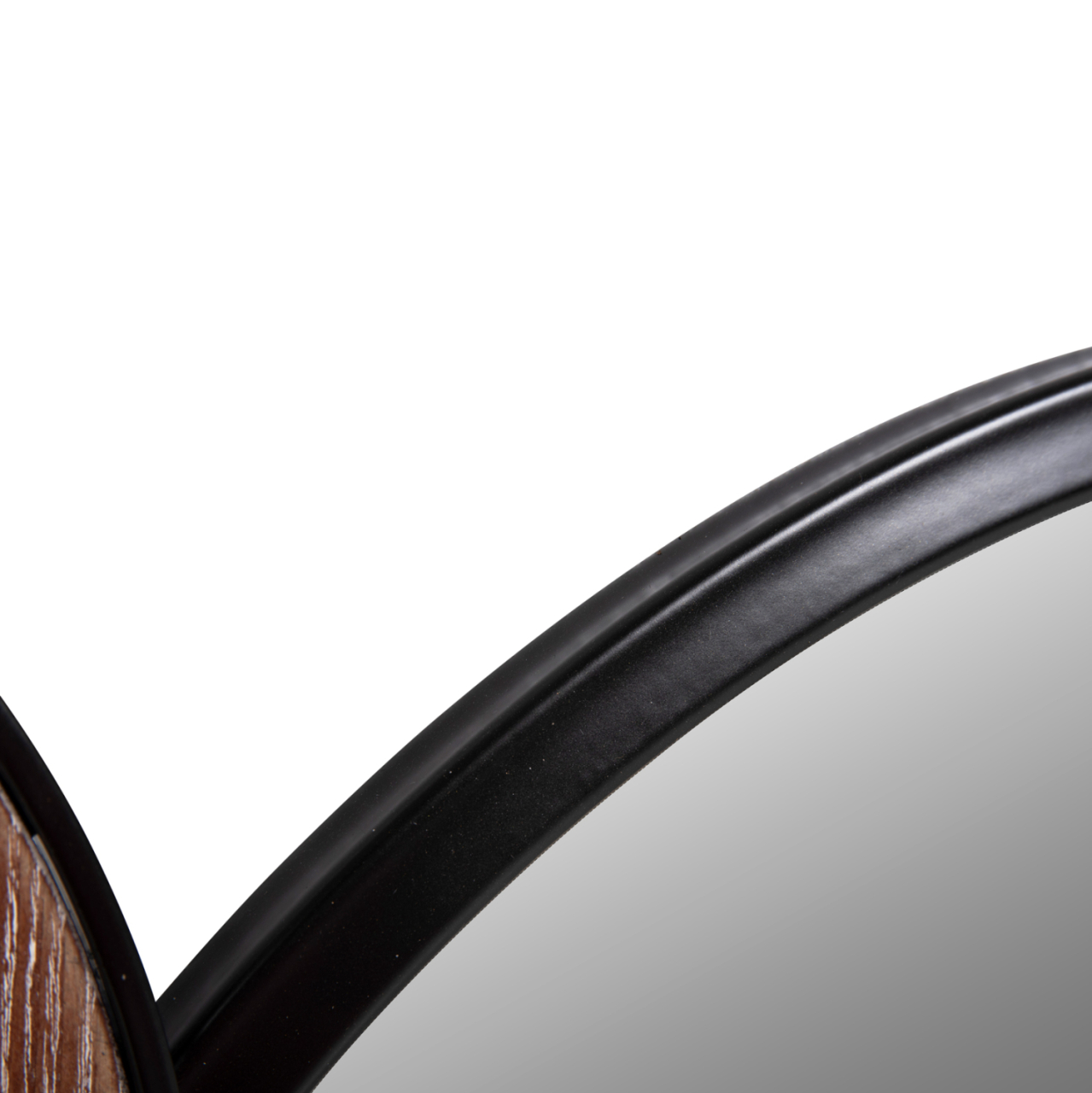 WALL MIRROR ROUND DAVION HM4217 MDF-BLACK METAL 123x5x63Hcm. [6]