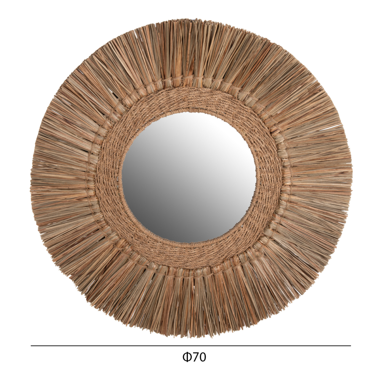WALL MIRROR ROUND HM7831 MENDONG GRASS FRAME IN NATURAL COLOR Φ70cm. [2]