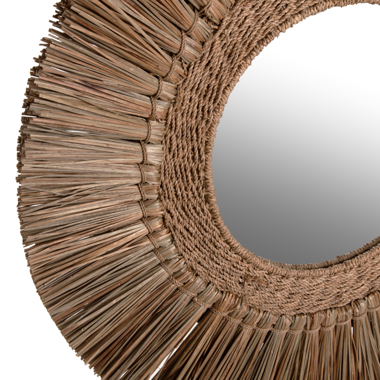 WALL MIRROR ROUND HM7831 MENDONG GRASS FRAME IN NATURAL COLOR Φ70cm. [3]
