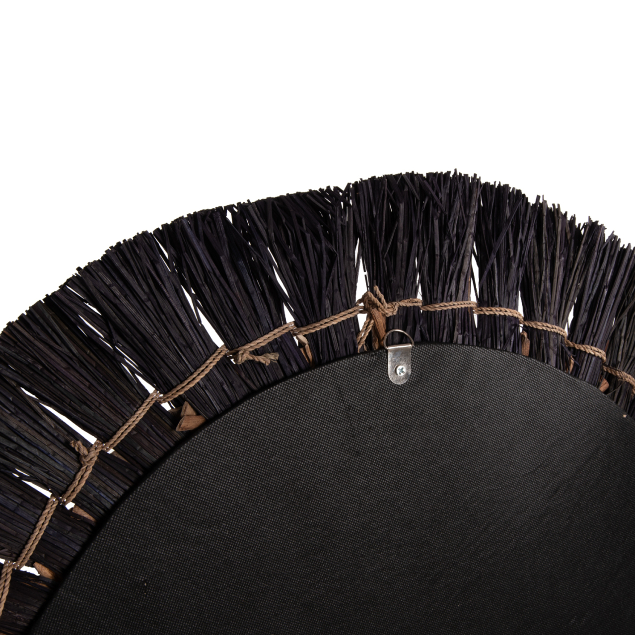 WALL MIRROR ROUND HM7832 MENDONG GRASS FRAME IN BLACKandNATURAL COLOR Φ70cm. [4]