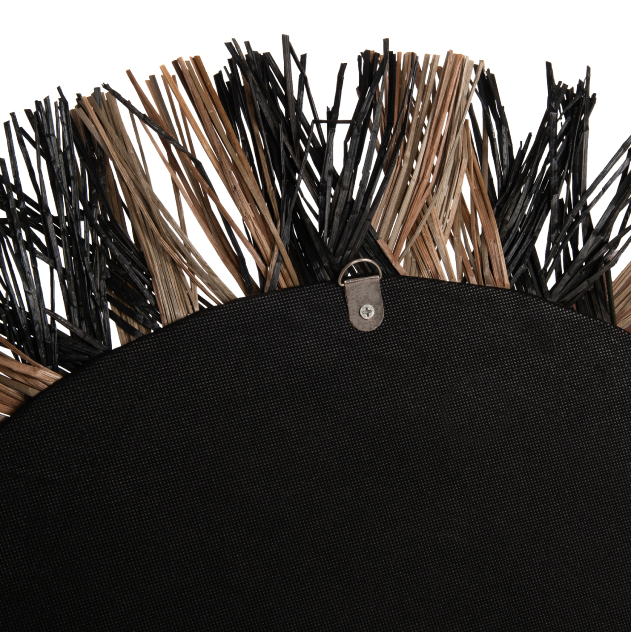 WALL MIRROR ROUND HM7833 KNITTED MENDONG GRASS FRAME IN BLACKandNATURAL COLOR Φ70cm. [4]