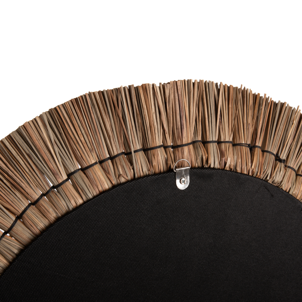 WALL MIRROR ROUND HM7834 KNITTED MENDONG GRASS FRAME IN BLACKandNATURAL COLOR Φ70cm. [4]