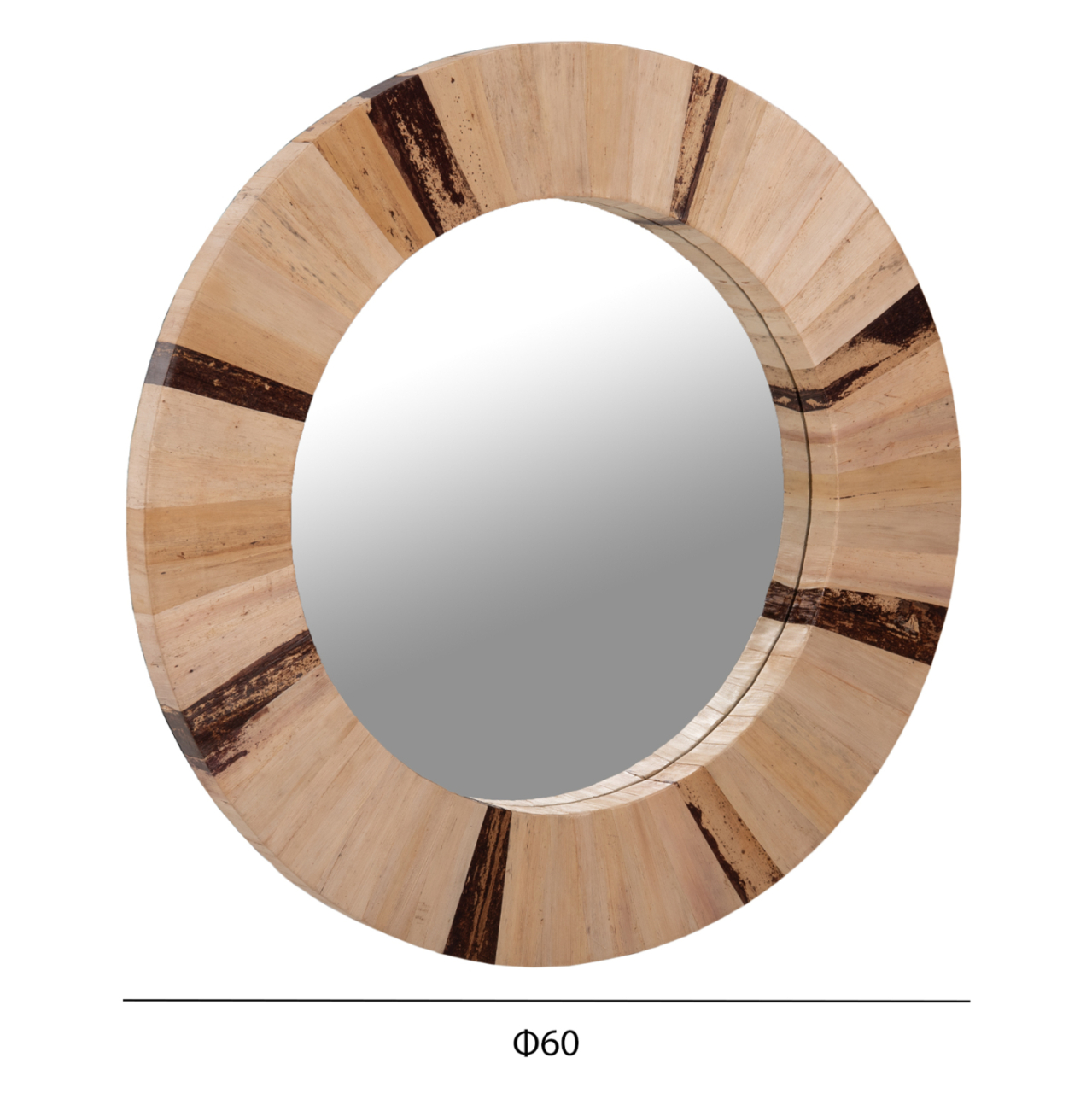 WALL MIRROR ROUND HM7837 DRIED PALM LEAF FIBER FRAME IN NATURAL COLOR Φ60x4cm. [2]