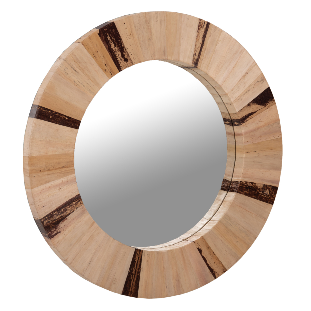 WALL MIRROR ROUND HM7837 DRIED PALM LEAF FIBER FRAME IN NATURAL COLOR Φ60x4cm. [1]