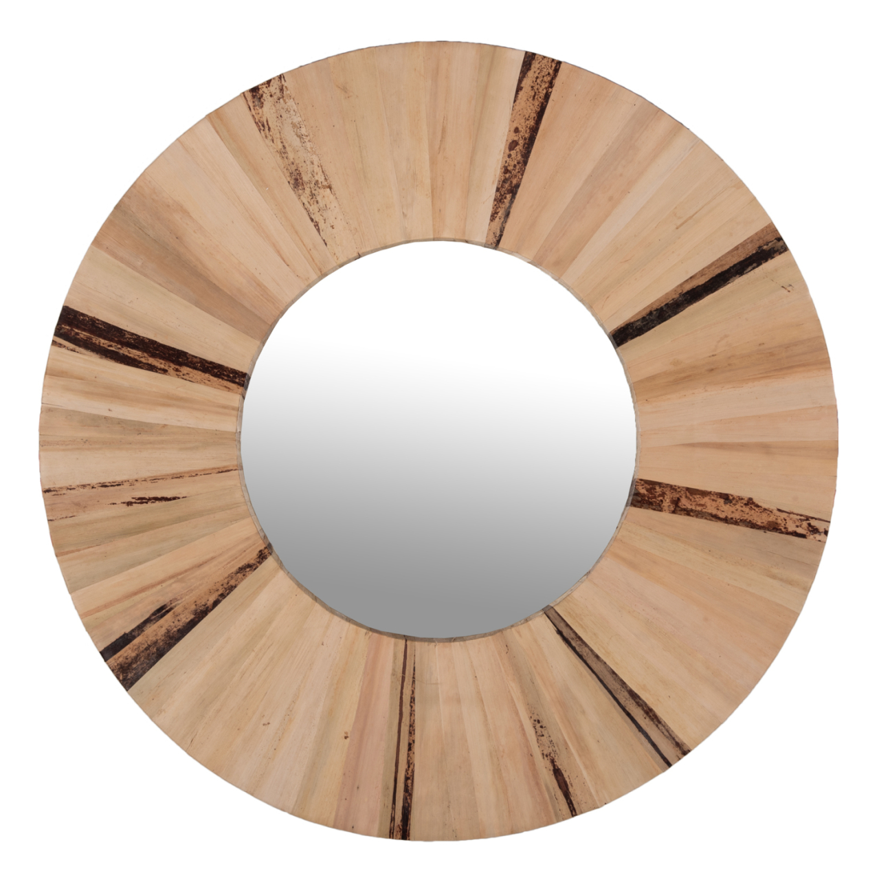 WALL MIRROR ROUND HM7838 DRIED PALM LEAF FIBER FRAME IN NATURAL COLOR Φ80x4cm. [3]