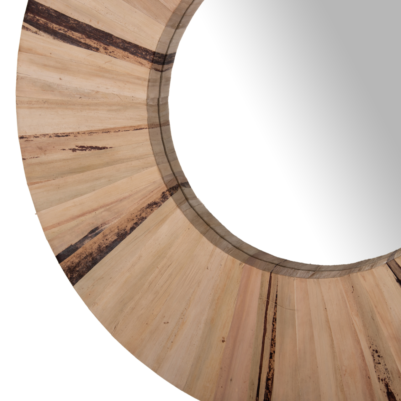 WALL MIRROR ROUND HM7838 DRIED PALM LEAF FIBER FRAME IN NATURAL COLOR Φ80x4cm. [4]