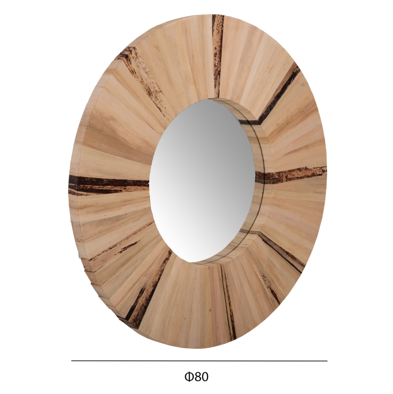 WALL MIRROR ROUND HM7838 DRIED PALM LEAF FIBER FRAME IN NATURAL COLOR Φ80x4cm. [2]