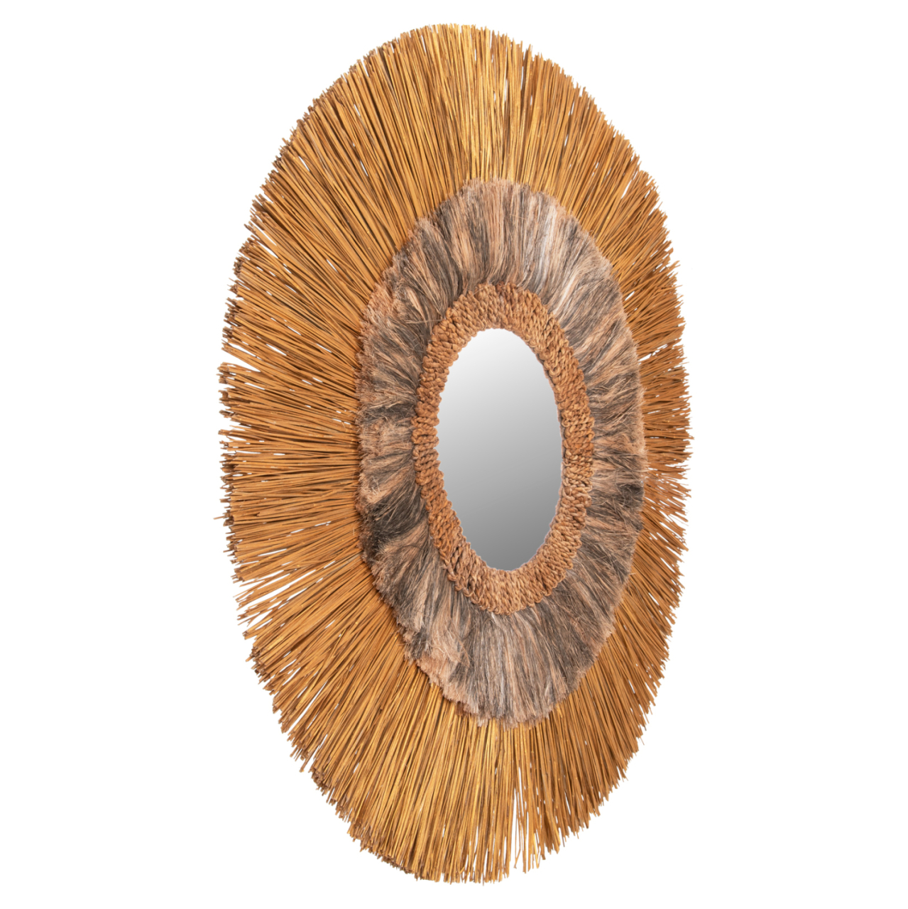 WALL MIRROR ROUND MENDONG GRASS AND ABACA FIBERS IN GOLD AND BLACK WASH Φ105Hcm.HM7796 [3]